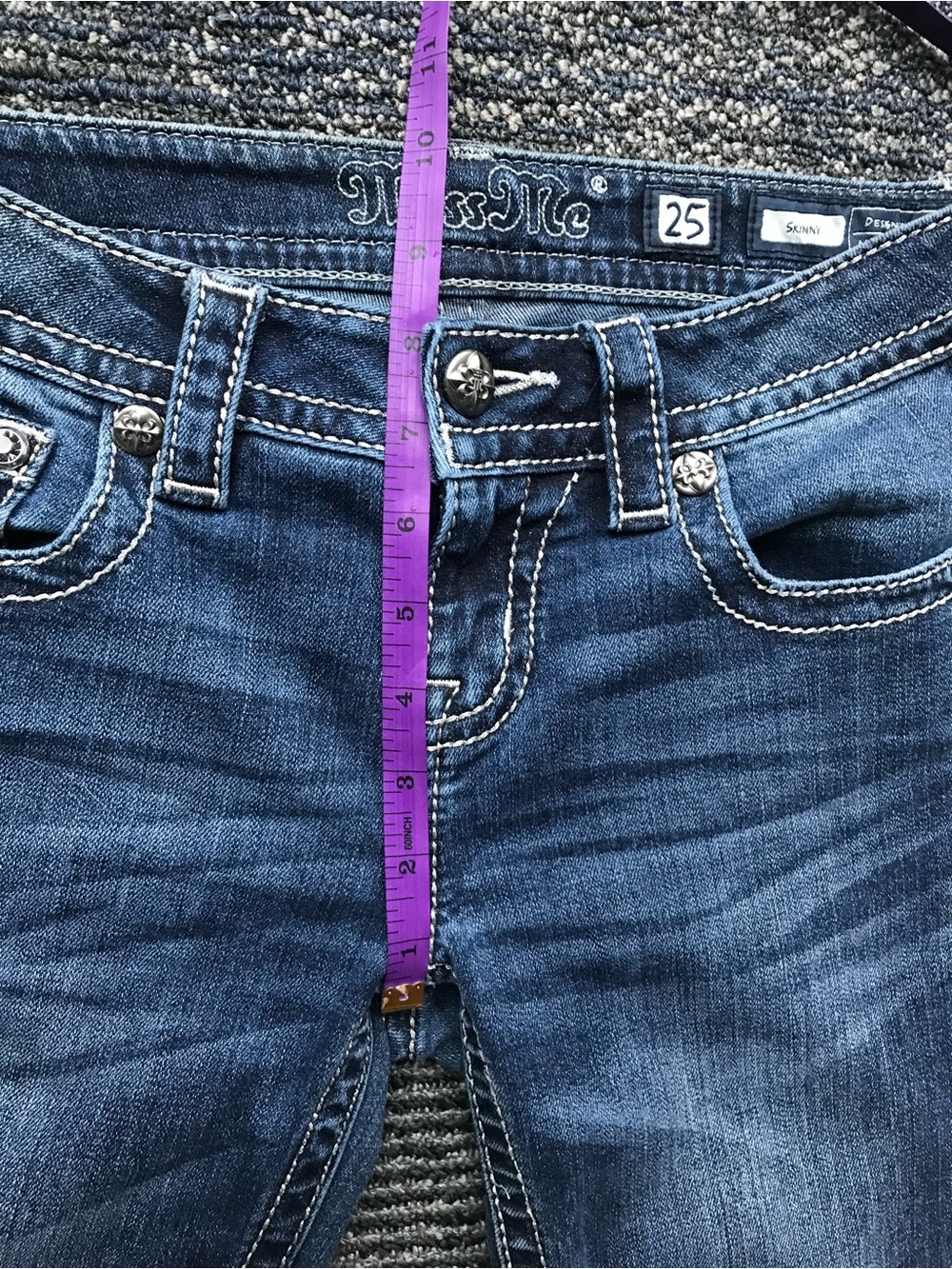 Miss Me Embroidered Dark Blue Denim Jeans with Sequin Pocket - Picture 8 of 9